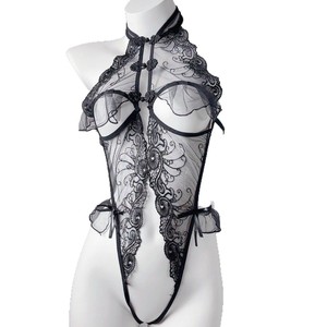Lencería Sexy Transparente de Malla Dorada Golden Shuttle Tallas Grandes, Body Negro Transparente para Mujer 095 - Product Image 3
