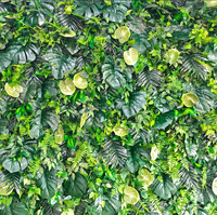 Mur végétal artificiel NINI en soie décorative 5D, toile de fond enroulable 2,4 m x 2,4 m, toile de fond Forêt Enchantée, mur de plantes vertes
