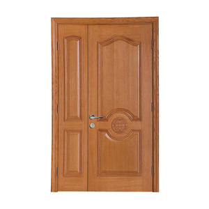 Revestimiento de roble rojo americano, capa de madera, panel de pintura blanca tallada, diseño de puerta principal doble <span class=keywords><strong>desigual</strong></span> - Product Image 5