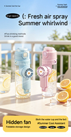 Bouteille d'eau pulvérisatrice en plastique grande capacité, ventilateur portable, rafraîchisseur manuel pour enfants, école, activités quotidiennes en extérieur
