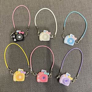 Mini Model Resin Pendant Cute <b>Cartoon</b> Camera-shaped/Guitar Keychain Colorful Lanyard Key <b>Ring</b> Charm Gift Accessories - Product Image 1