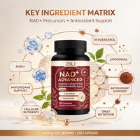 Capsules liposomales de NAD+ avec resvératrol et quercétine, complément alimentaire pour soutenir l'énergie cellulaire