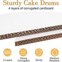 Vente en gros de plateaux à gâteau en carton ondulé blanc épais, robustes, professionnels, écologiques, base de gâteau lisse avec bords droits
