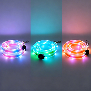 Set Collare e Guinzaglio per Cani SHIELD HOUND con Luci LED a 3 Tipi, Chiusura con Fibbia, Motivo Geometrico, Ricaricabile, in Nylon, Lussuoso e alla Moda - Product Image 2
