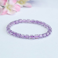 Bracelet en Améthyste Naturelle Aiyu en Gros, Neuf Pierres Cylindriques Facettées Effet Feu Violet, S3072804