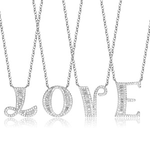 À la mode Argent Plaqué Micro Pave Zircon Cubique Votre Nom Mon Nom 26 Alphabet Anglais Personnalisé Femmes Lettre Collier - Product Image 3