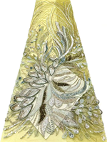 NI.AI Nouveau style Tissu en dentelle à sequins géométriques brodés, entièrement recouvert de sequins, tissu en dentelle perlée courte avec sequins