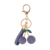 Strass Cerise Porte-clés 3D Perceuse Boule Porte-clés Pendentif Stock En Gros