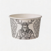 Vente en gros de bols à crème glacée biodégradables imperméables avec impression personnalisée, motif personnalisé, logo couleur, recyclables, en papier à paroi simple, 3-12 oz