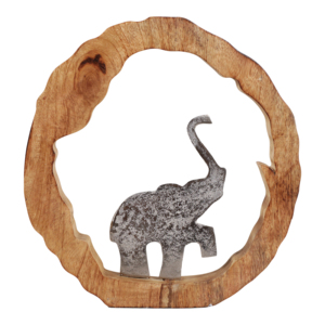 Scultura in Legno di Mango con Statuetta di Elefante per Arredamento Casa, Ornamento Decorativo per Bagno e Ufficio - Product Image 4