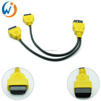 16 Pin OBD2 J1962 Male to Dual Female Y Splitter Extension Cable for Obd Scanner Code Recorder Devices