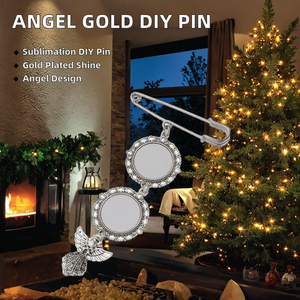 Broche de Metal Banhado a Ouro com Tema de Anjo para Sublimação e Gravação, Tema Natalino, <span class=keywords><strong>DIY</strong></span>, Impressão Unilateral, Venda Quente Transfronteiriça - Product Image 2
