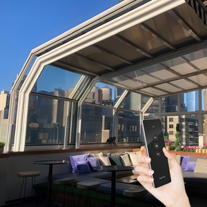 Techo de <span class=keywords><strong>Cristal</strong></span> Retráctil Motorizado Impermeable para <span class=keywords><strong>Terraza</strong></span>, Techo Corredizo Eléctrico de Aluminio para Jardín o Restaurante - Product Image 5