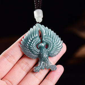 หยกธรรมชาติหยกน้ำเงินรูปนกอินทรีจี้หยก UNISEX ผู้หญิงผู้ชายสไตล์จีนของขวัญพร้อมใบรับรอง DW121 - Product Image 3