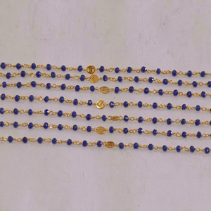 Royal Blue Star Charms Gold Plated <b>Rosary</b> Chain Wire Wrapped Rondelle Glass Beads Chain for DIY Jewelry Making Necklace Bracelet - Product Image 1