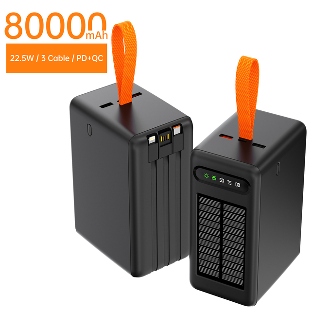 Solar Power Banks Large Capacity 80000mah Power Bank for Phone Portable Charger ASPOR A377