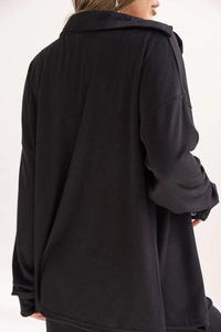 Ready Stock Women 3pcs Sleepwear Set <b>Loose</b> Long Sleeve Shirt <b>Cami</b> and Lounge Pants - Product Image 5