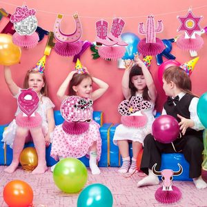 Decoraciones para Fiesta Vaquera del Oeste, Centros de Mesa de Panal de Abeja 'Let's Go Girls Cowgirl' para Despedida de Soltera 'Last Disco' y Fiesta de Cumpleaños - Product Image 3