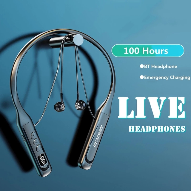 Wireless Bluetooth 5.3 Earphones Monitoring HIFI Bass Headphones 100 Hours Neckband Headphone Sport Headset for Live Streaming