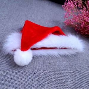 Gorro de Navidad de Santa Claus Rojo de Terciopelo de Alta Calidad, Tamaño Personalizado de Fábrica Original, para Adultos y Niños - Product Image 5
