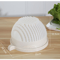 Multifunctionele keukenhulp van plastic, saladebereider, snel en makkelijk voor fruit & groenten, salade-snijder, groentesnijder, -schaaf en -kom