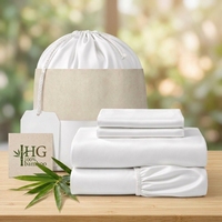Parure de lit en bambou tissé 100 % biologique OEKO-TEX, drap-housse et taie d'oreiller 100 % bambou 300TC pour la maison en Amérique