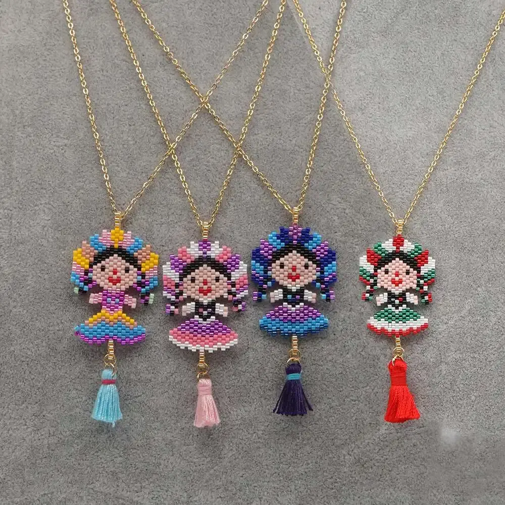 Mexikanische Halskette neue Designs ethnischer Schmuck japanischer Perle Schmuck Zahnstangen Anhänger Halsketten für Damen