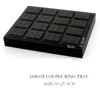 Plateau de présentation empilable Jinsky en cuir PU noir durable pour bagues, boucles d'oreilles et pendentifs