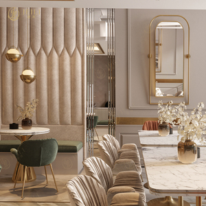 Ensemble de banquette moderne pour restaurant, café, <span class=keywords><strong>table</strong></span> <span class=keywords><strong>basse</strong></span> en bois <span class=keywords><strong>avec</strong></span> chaise, meubles pour hôtel, projet à guichet unique - Product Image 2
