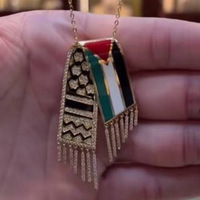 Offre Spéciale émail strass gland Palestine écharpe collier en acier inoxydable foulard Palestine drapeau pendentif collier femmes