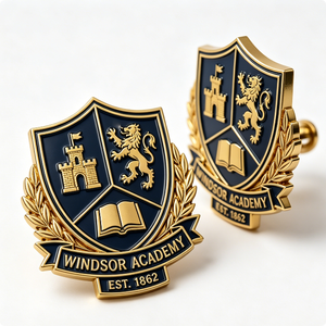 Windsor Academy <b>Badge</b> Gold Plated Zinc Alloy 3D Embossed Emblem Art Collectible Established 1862 - Product Image 6