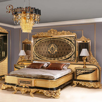 Ensemble de meubles de chambre à coucher en bois avec feuille d'or classique Hazare de luxe turc, design traditionnel, tailles et couleurs personnalisables