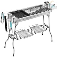 Barbecue portable pliable en acier inoxydable pour la maison et l'extérieur, idéal pour le camping et le grillades au charbon de bois