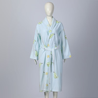 Peignoir en Coton 100% à Poils Coupés, Imprimé Fruits, Doux et Absorbant, Unisexe, pour la Maison et le Spa, Impression Personnalisée OEM ODM, Vente en Gros