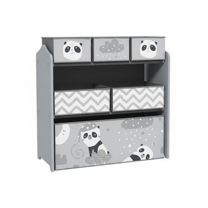 กล่องเก็บของเล่นสีเทา ขนาด 25 นิ้ว x 12 นิ้ว x 26 นิ้ว พร้อมช่องเก็บของ 6 ช่องสำหรับจัดระเบียบของเล่น - Product Image 2