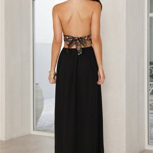 Vestido Largo de Fiesta para Mujer con Espalda Descubierta, Diseño Hueco, Cordones y Abertura, Estilo Halter, Casual - Product Image 4