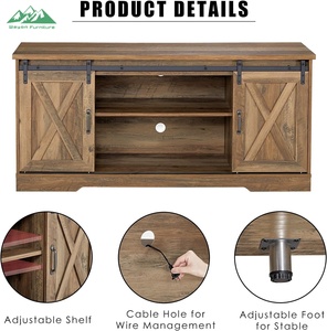 Meuble <span class=keywords><strong>TV</strong></span> moderne Wayon avec portes coulissantes, plateau en bois et étagères ouvertes en métal, armoire de rangement multimédia blanche - Product Image 3
