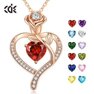 CDE YN1168 Fine 925 Sterling Silver Jewelry <span class=keywords><strong>Necklace</strong></span> Venta al por mayor <span class=keywords><strong>Heart</strong></span> Zircon colgante <span class=keywords><strong>Rose</strong></span> <span class=keywords><strong>Gold</strong></span> Plated Birthstone Colgante Collar - Product Image 1