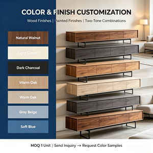 Console multimédia industrielle personnalisée en MDF avec pieds en métal |   <span class=keywords><strong>Meuble</strong></span> <span class=keywords><strong>TV</strong></span> à 4 tiroirs pour salon |   OEM ODM |   Quantité minimale de commande : 1 unité |   Conception 3D Gratuite - Product Image 5