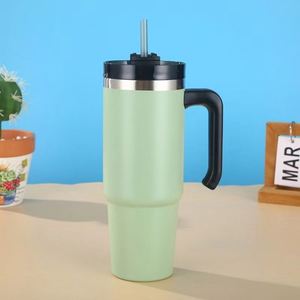 <b>Double</b> <b>Wall</b> Vacuum Insulated Stainless Steel Tumbler 20oz Car <b>Cup</b> With Handle Straw for Picnic Driving - Product Image 4