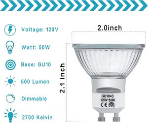 Gu10 Bóng Đèn Halogen 50W 110V 220V Mr16 Cho Nến Ấm Hơn Đèn Theo Dõi Lõm Giọng Chiếu Sáng Trần Ánh Sáng Phạm Vi Mui Xe Thay Đổi Độ Sáng - Product Image 3