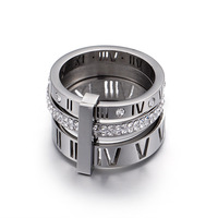 Hot Sale 18 Karat vergoldeter Edelstahl CZ Zirkon Zirkon quadratisch gravierte römische Ziffer Fingerring