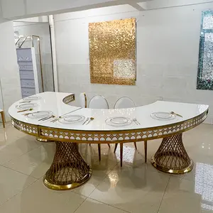 Conjunto de mesa de boda de alta calidad, decoración de comedor de oro para eventos de lujo al aire libre