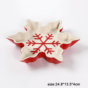 Nouveau Design de décoration de noël flocon de neige assiette à dîner en céramique assiette à fruits pour la décoration de la maison de noël - Product Image 2