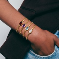 Brazalete de Cristal Colorido en Forma de Lágrima SongYi para Mujer, Cadena de Serpiente en Tono Dorado, Brazalete de Moda