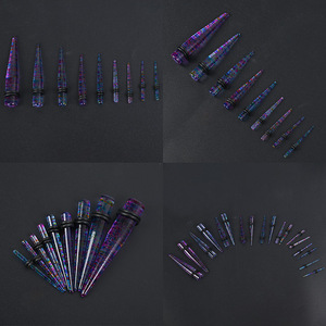 Piercing d'<span class=keywords><strong>oreille</strong></span> punk en acrylique, points colorés, cône à pointes, tunnel droit, plug, dilatateur, écarteur, boucles d'oreilles stylées 1.6-10mm - Product Image 2