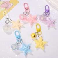 Porte-clés en plastique multicolore avec perles, motif étoile de mer et pois, pour sac de fille, cadeau original