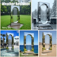 Fontaine rectangulaire en acier inoxydable poli RELONG, sculpture de fontaine en cascade pour parc extérieur, jardin, cour