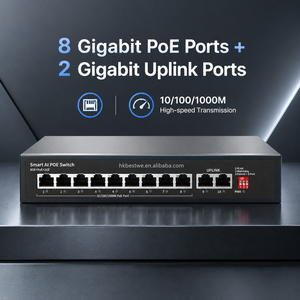 Switch PoE Gigabit 8 ports avec 2 ports Uplink Gigabit IEEE802.3 AF/AT, Switch PoE intelligent AI, extension VLAN 250m pour caméra IP CCTV - Product Image 1