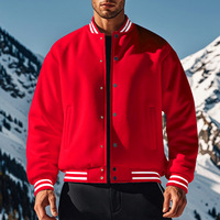 Blouson bomber sportif d'hiver à col montant en polyester avec doublure polaire, impression par décharge et fermeture éclair
